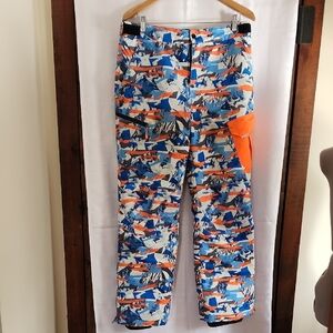 Swiss Tech Blue and Orange Cargo Pants with Camouflage‎ Design